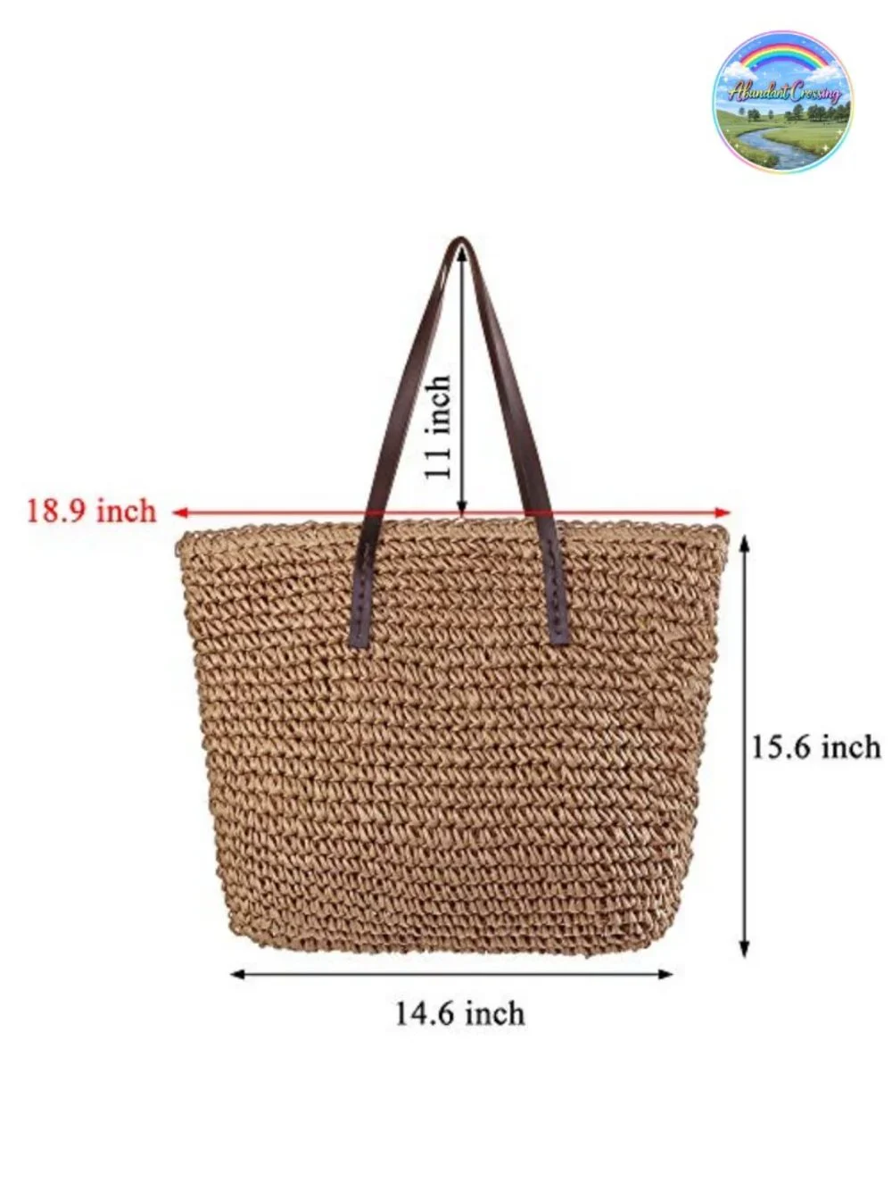 Handwoven Straw Tote Beach Shoulder Bag Summer Purse Large
